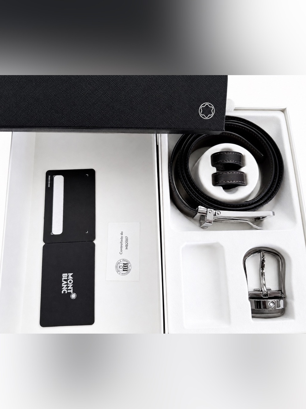 Montblanc Reversible Brown/Black Leather Belt + 2 Buckles Gift Box + Accessories